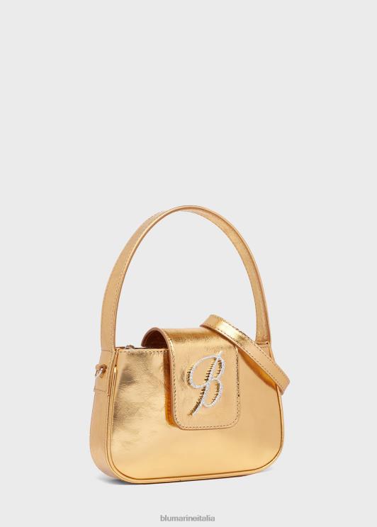 Blumarine donne borsa con patta laminata e monogramma b in strass Accessori 0L44T242