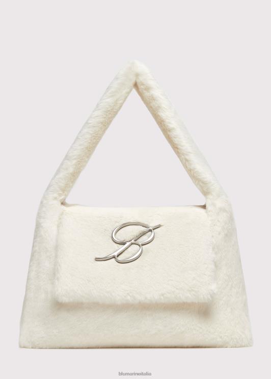 Blumarine donne borsa grande in pelliccia sintetica con spilla monogramma b Accessori 0L44T204