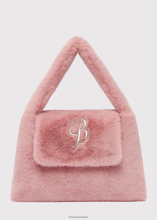 Blumarine donne borsa grande in pelliccia sintetica con spilla monogramma b Accessori 0L44T205