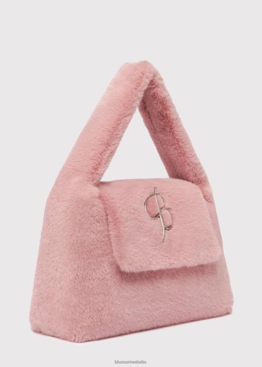 Blumarine donne borsa grande in pelliccia sintetica con spilla monogramma b Accessori 0L44T205