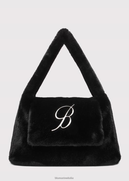 Blumarine donne borsa grande in pelliccia sintetica con spilla monogramma b Accessori 0L44T206