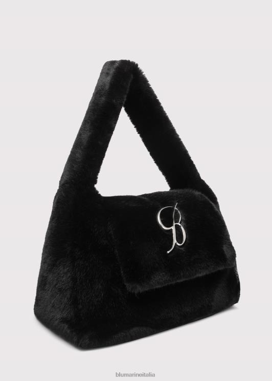 Blumarine donne borsa grande in pelliccia sintetica con spilla monogramma b Accessori 0L44T206
