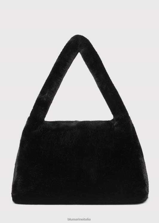 Blumarine donne borsa grande in pelliccia sintetica con spilla monogramma b Accessori 0L44T206