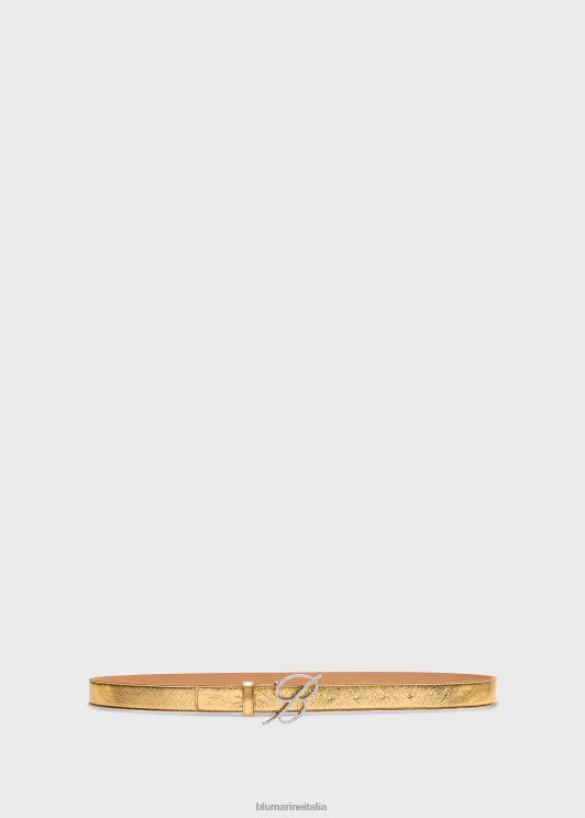 Blumarine donne cintura in pelle laminata con fibbia monogram tempestata di strass. Accessori 0L44T323