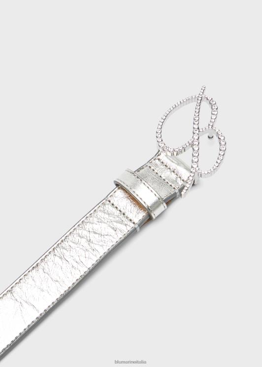 Blumarine donne cintura in pelle laminata con fibbia monogram tempestata di strass. Accessori 0L44T324