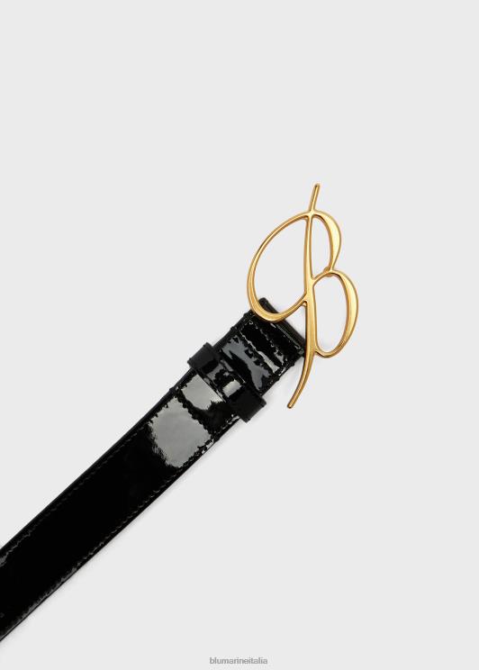 Blumarine donne cintura in pelle verniciata con fibbia monogramma Accessori 0L44T325