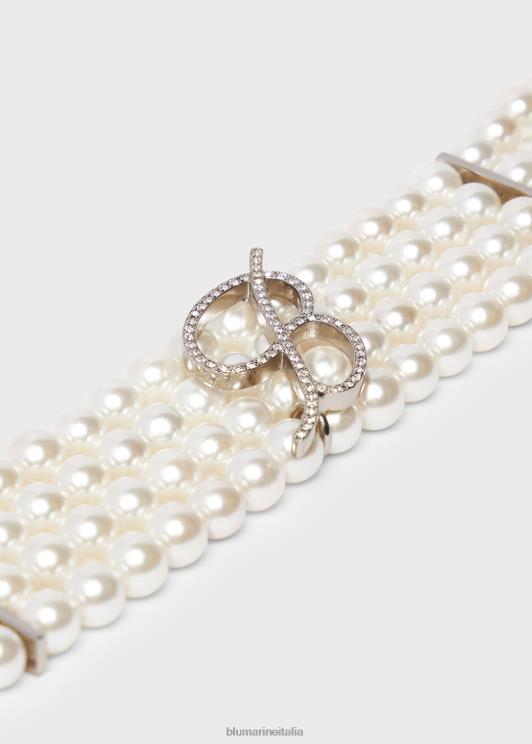 Blumarine donne girocollo con perle e monogramma b in strass Accessori 0L44T374