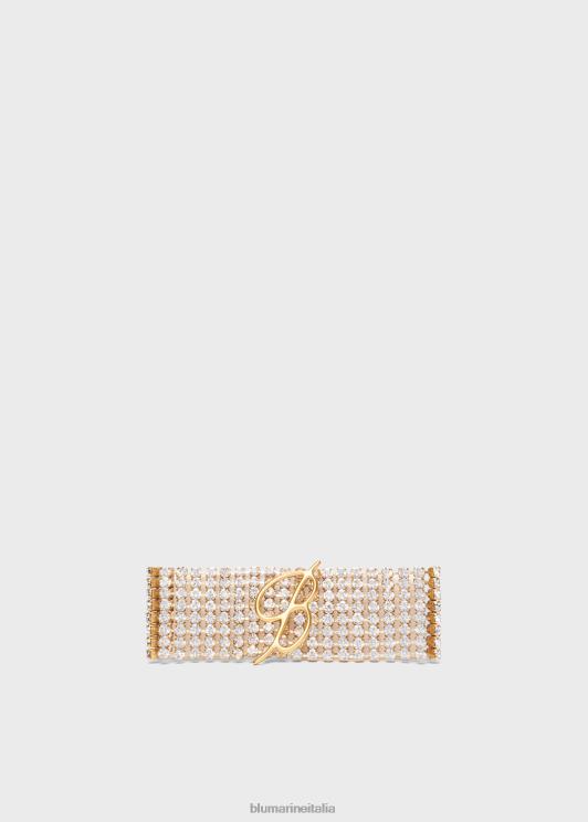 Blumarine donne girocollo con strass e monogramma b Accessori 0L44T375