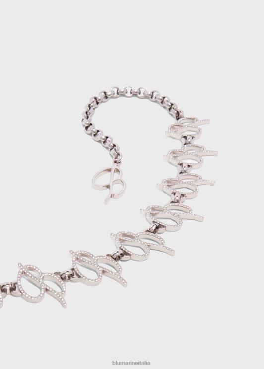 Blumarine donne girocollo in metallo con strass e monogramma b Accessori 0L44T376