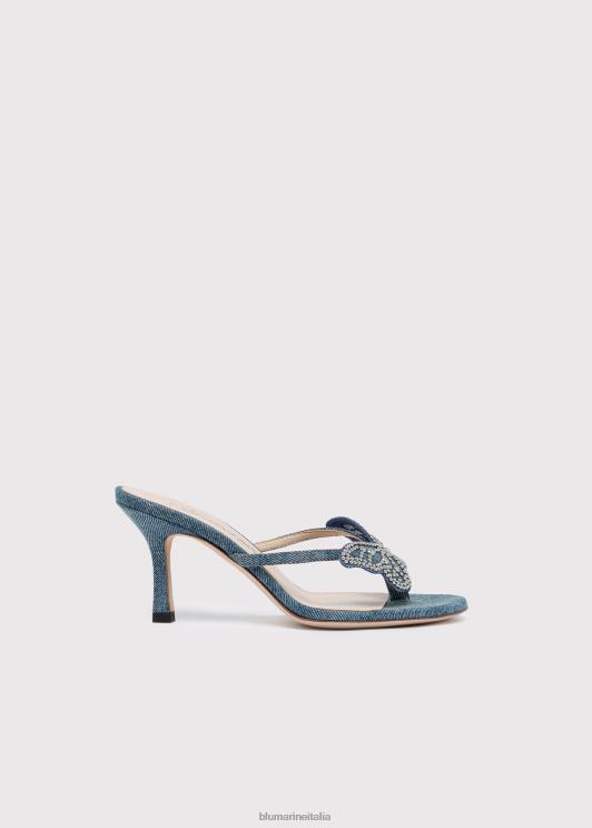 Blumarine donne sandali infradito con farfalla e micro borchie scarpe 0L44T303