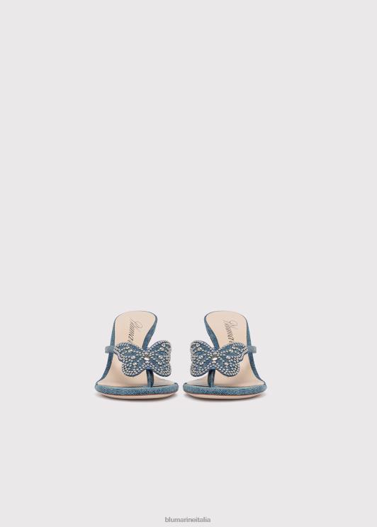 Blumarine donne sandali infradito con farfalla e micro borchie scarpe 0L44T303